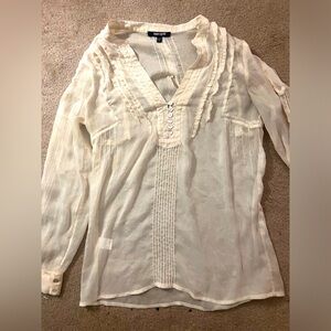 Daniel Rainn | xs | sheer off-white blouse with ruffles. Used